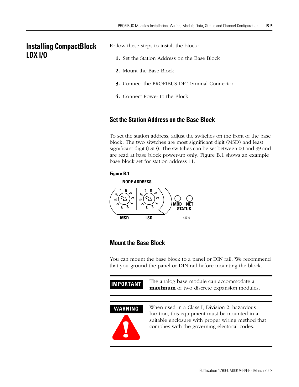 Installing compactblock ldx i/o | Rockwell Automation 1790D-NOV2/TNOV2 CompactBlock LDX Analog Modules User Manual | Page 73 / 104
