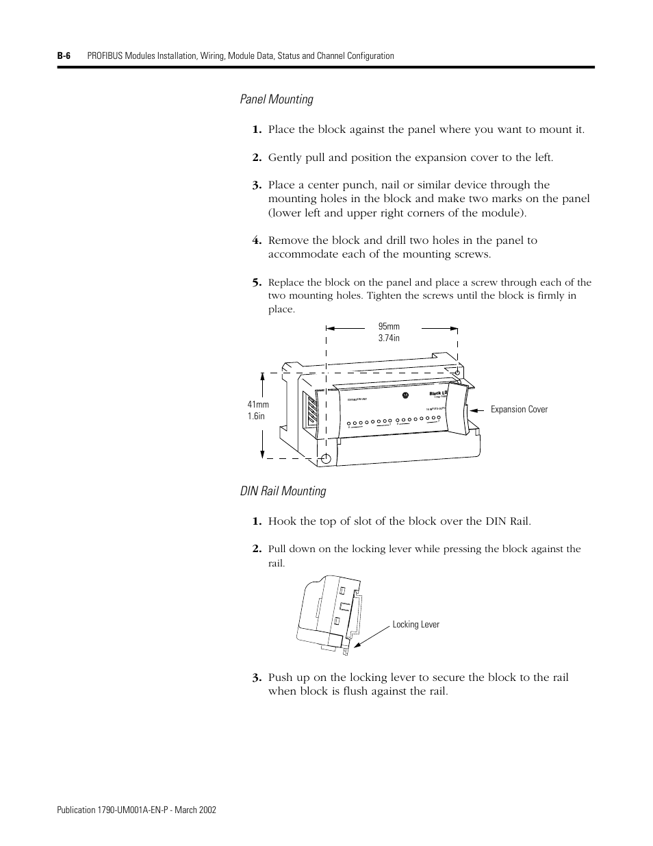 Panel mounting, Din rail mounting | Rockwell Automation 1790D-NOV2/TNOV2 CompactBlock LDX Analog Modules User Manual | Page 74 / 104
