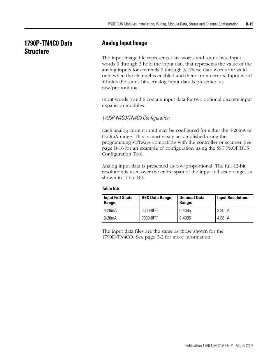 1790p-tn4c0 data structure, Analog input image | Rockwell Automation 1790D-NOV2/TNOV2 CompactBlock LDX Analog Modules User Manual | Page 83 / 104