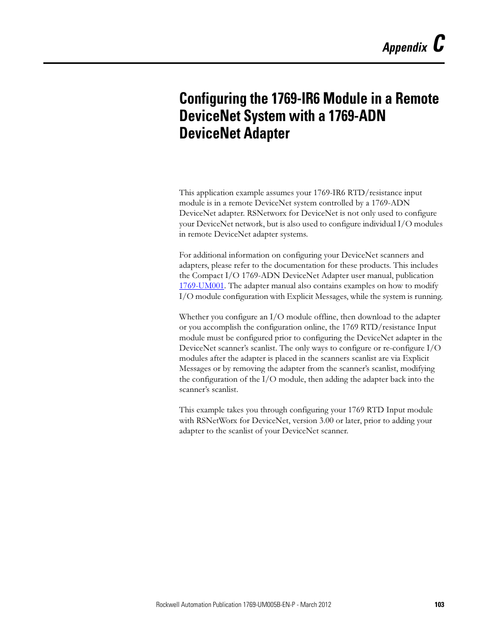 Appendix c, Rx, see appendix c | Rockwell Automation 1769-IR6 Compact I/O 1769-IR6 RTD/Resistance Input Module User Manual | Page 103 / 120