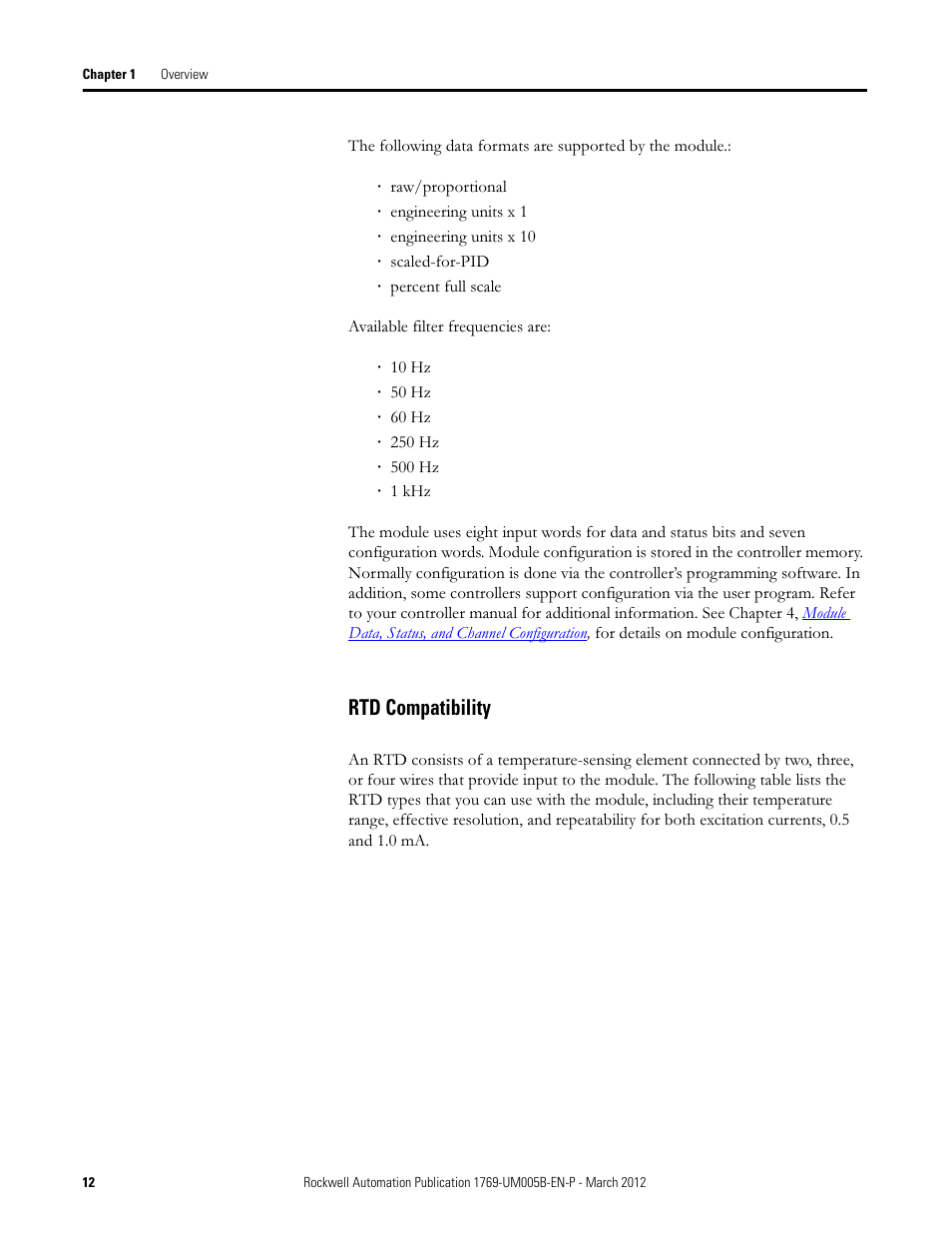 Rtd compatibility | Rockwell Automation 1769-IR6 Compact I/O 1769-IR6 RTD/Resistance Input Module User Manual | Page 12 / 120