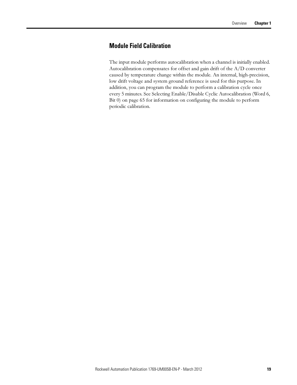 Module field calibration | Rockwell Automation 1769-IR6 Compact I/O 1769-IR6 RTD/Resistance Input Module User Manual | Page 19 / 120