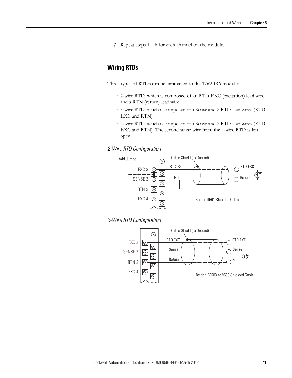 Wiring rtds | Rockwell Automation 1769-IR6 Compact I/O 1769-IR6 RTD/Resistance Input Module User Manual | Page 41 / 120