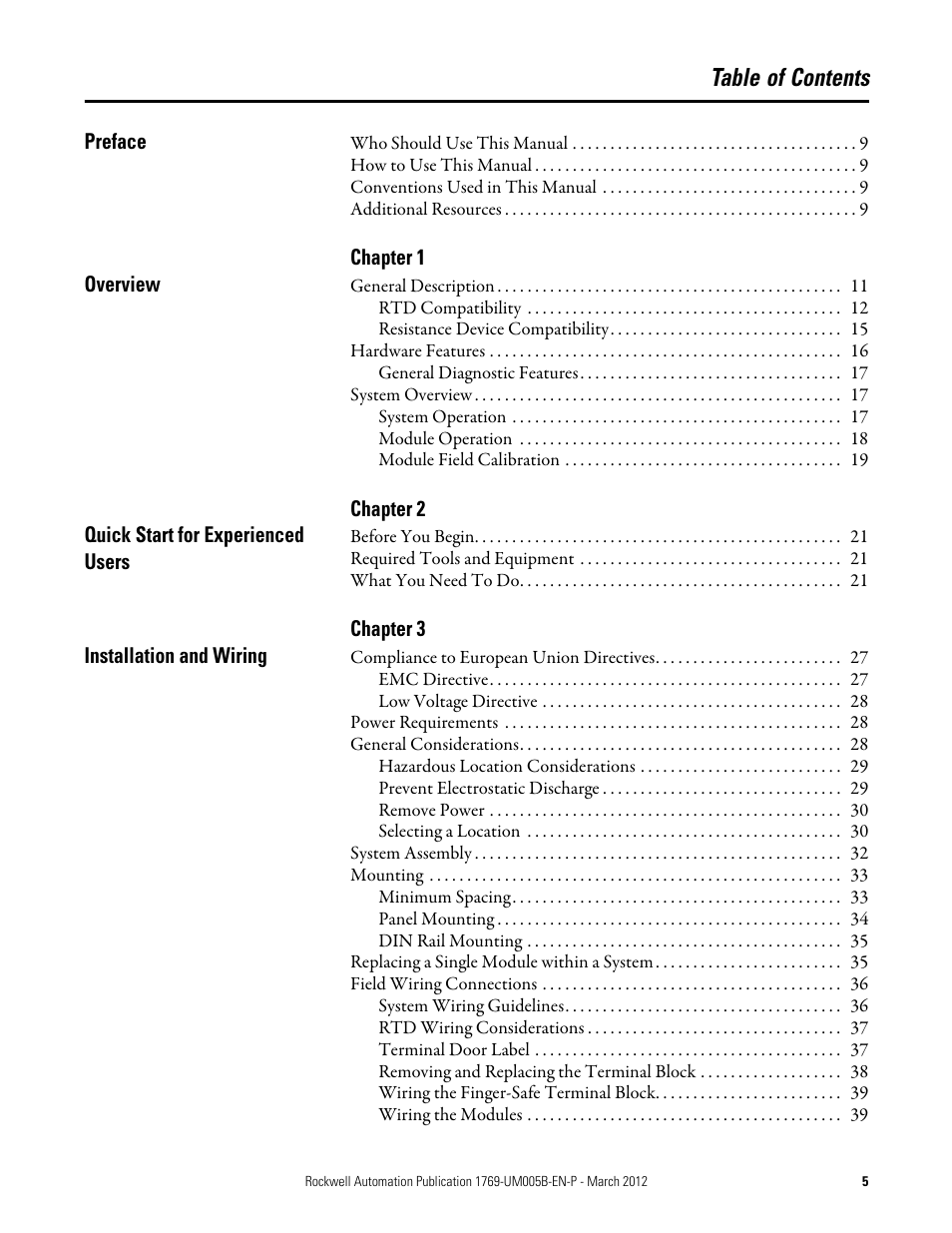 Rockwell Automation 1769-IR6 Compact I/O 1769-IR6 RTD/Resistance Input Module User Manual | Page 5 / 120