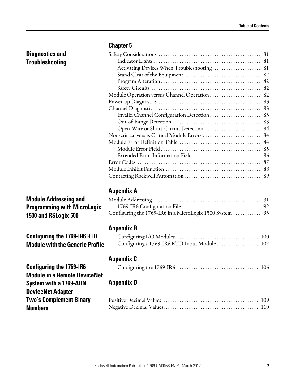 Rockwell Automation 1769-IR6 Compact I/O 1769-IR6 RTD/Resistance Input Module User Manual | Page 7 / 120