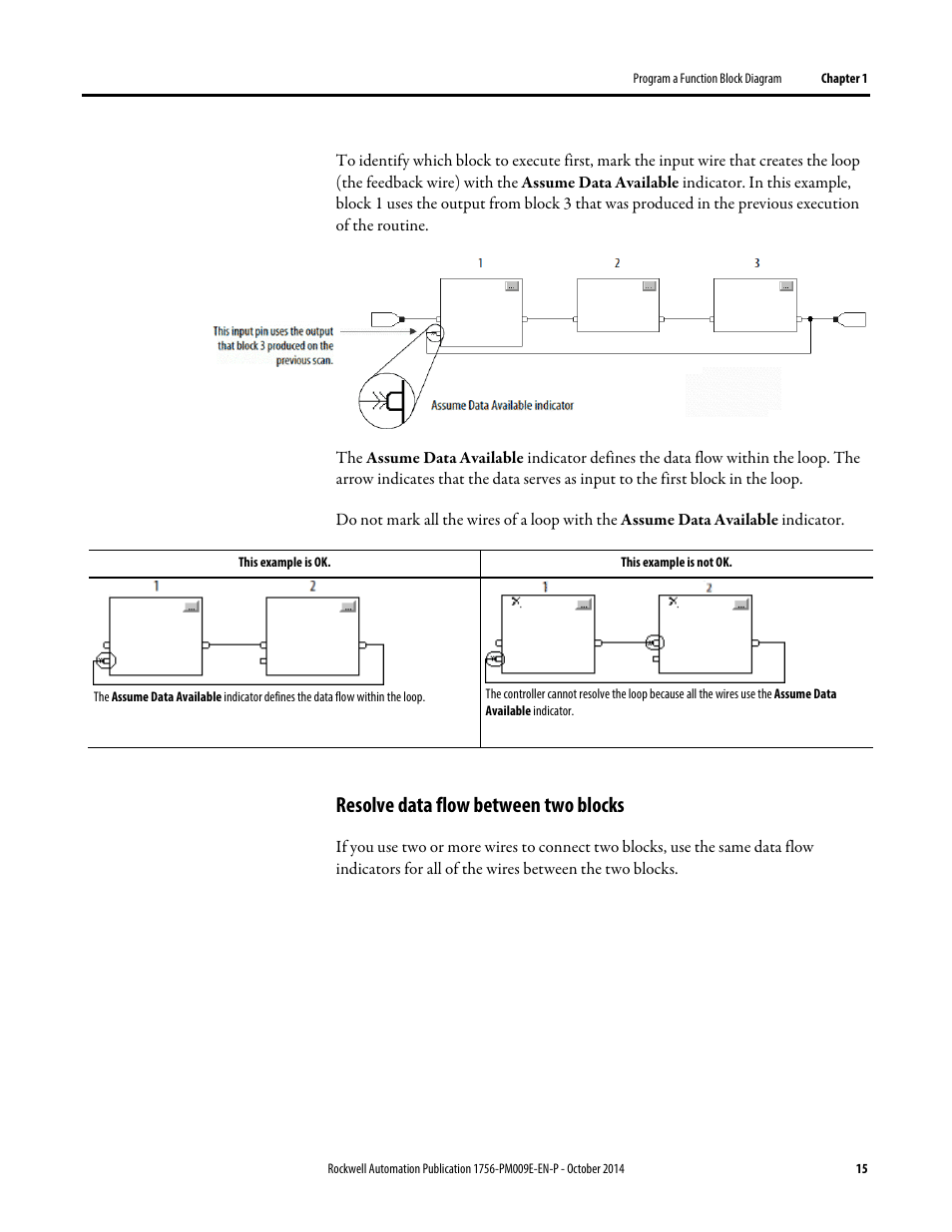 Resolve data flow between two blocks | Rockwell Automation Logix5000 Controllers Function Block Diagram Programming Manual User Manual | Page 15 / 33