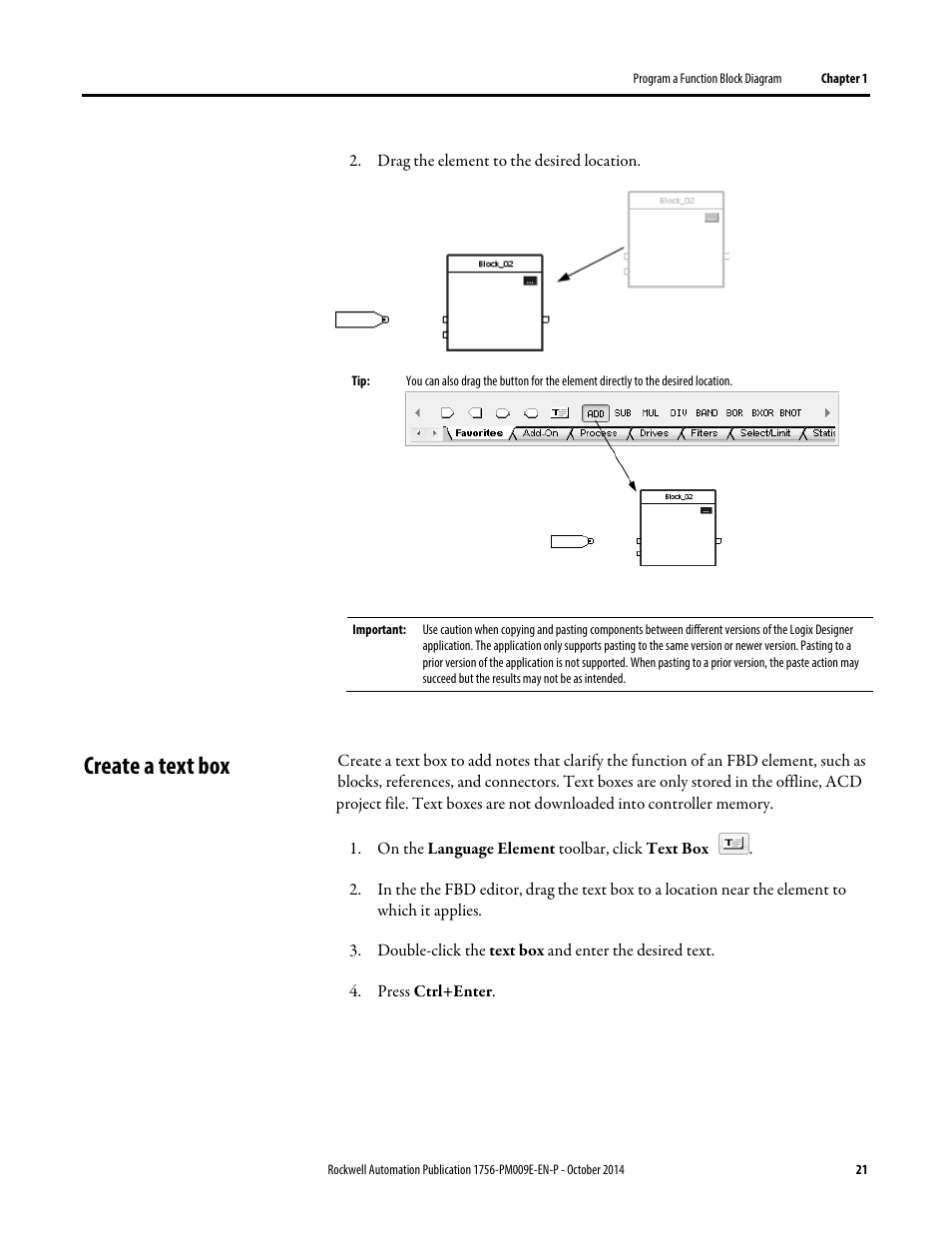 Create a text box | Rockwell Automation Logix5000 Controllers Function Block Diagram Programming Manual User Manual | Page 21 / 33