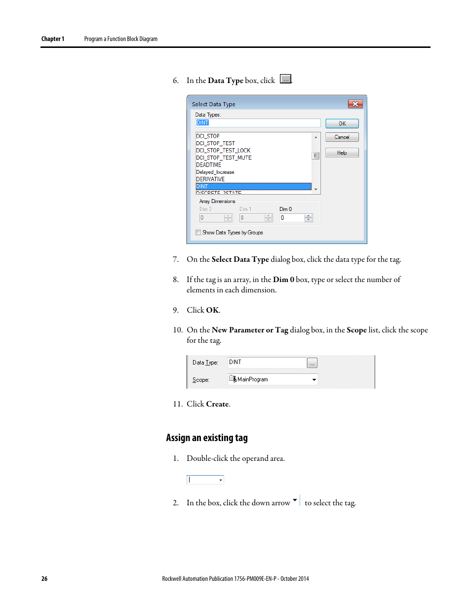 Assign an existing tag | Rockwell Automation Logix5000 Controllers Function Block Diagram Programming Manual User Manual | Page 26 / 33