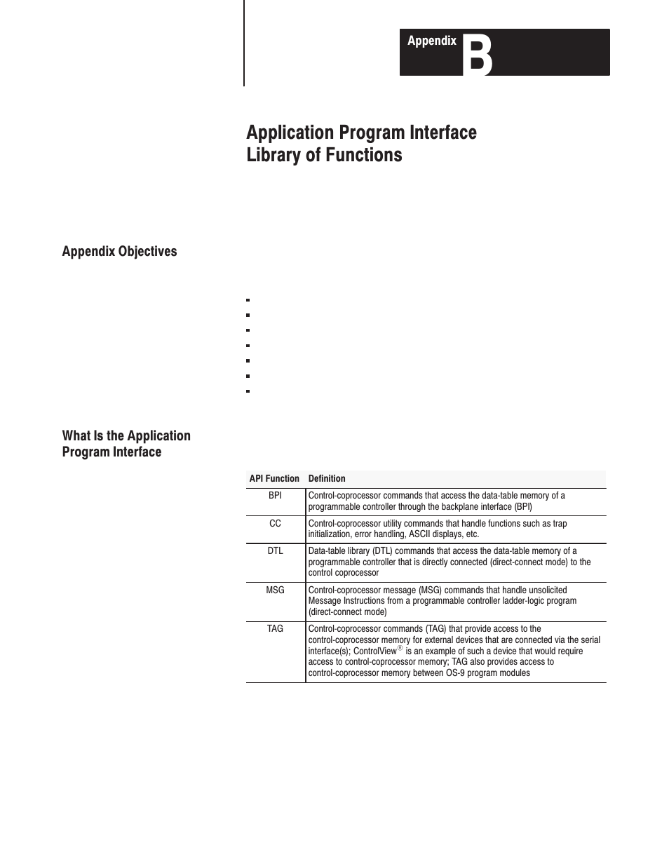 Application program interface libraryof functions | Rockwell Automation 1771-DMC_DMC1_DMC4_DXPS Control Coprocessor User Manual User Manual | Page 132 / 312