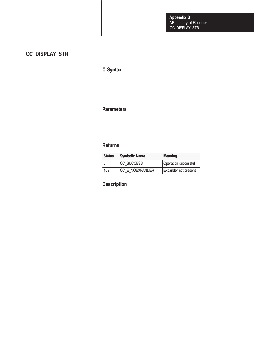 Cc_display_str | Rockwell Automation 1771-DMC_DMC1_DMC4_DXPS Control Coprocessor User Manual User Manual | Page 148 / 312