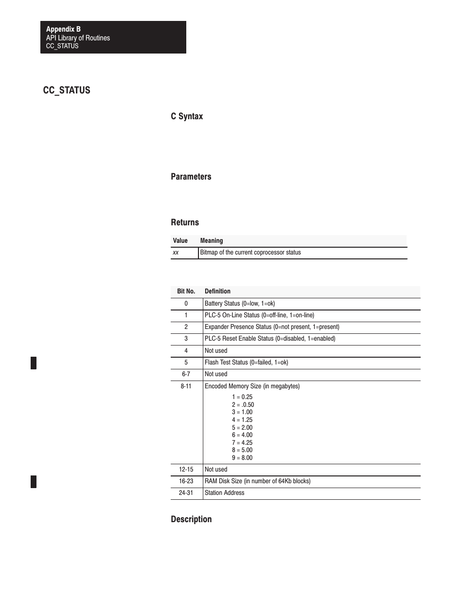 Cc_status | Rockwell Automation 1771-DMC_DMC1_DMC4_DXPS Control Coprocessor User Manual User Manual | Page 169 / 312