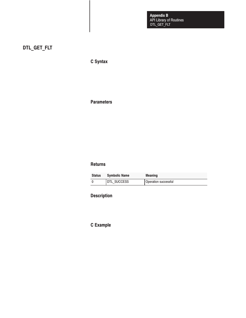 Dtl_get_flt | Rockwell Automation 1771-DMC_DMC1_DMC4_DXPS Control Coprocessor User Manual User Manual | Page 178 / 312