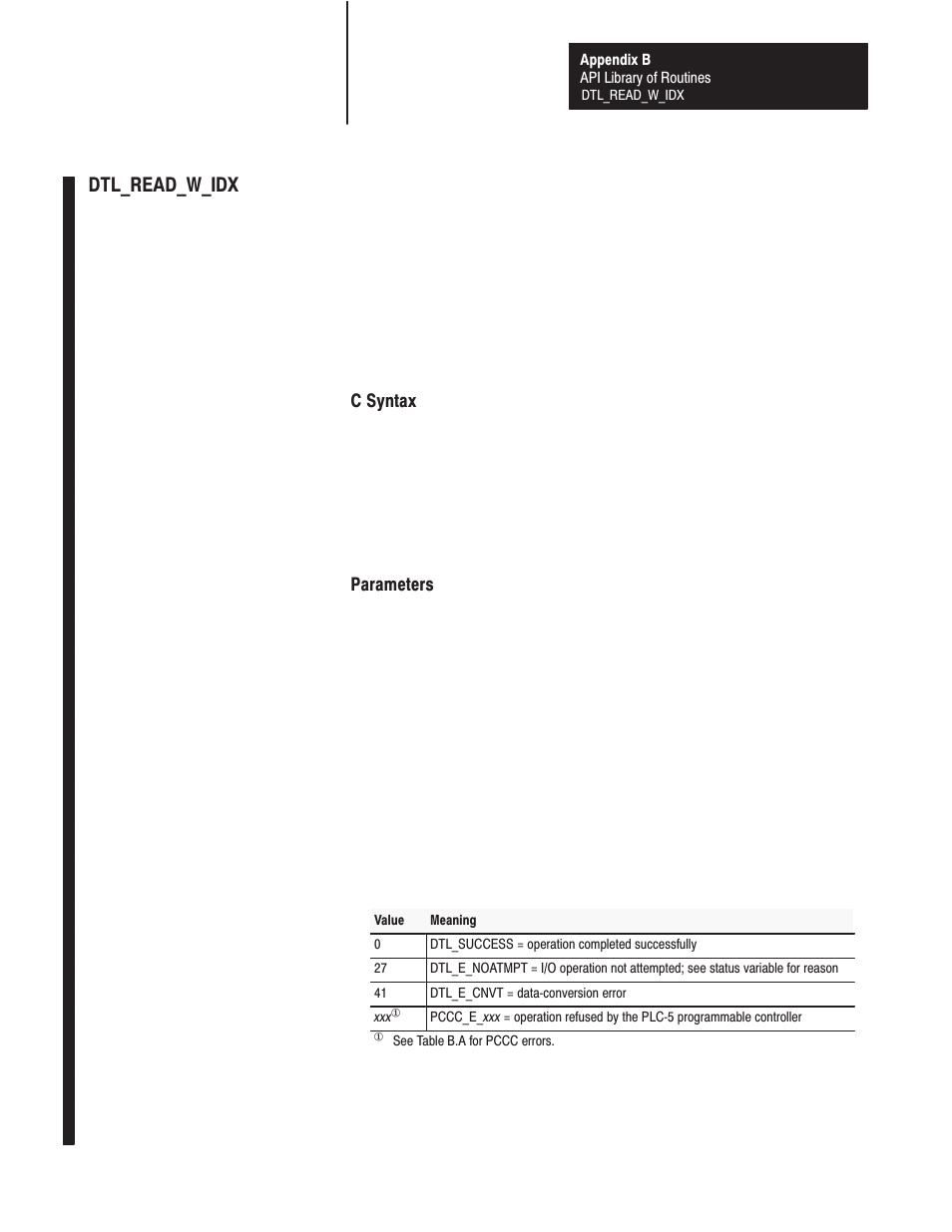 Dtl_read_w_idx | Rockwell Automation 1771-DMC_DMC1_DMC4_DXPS Control Coprocessor User Manual User Manual | Page 198 / 312