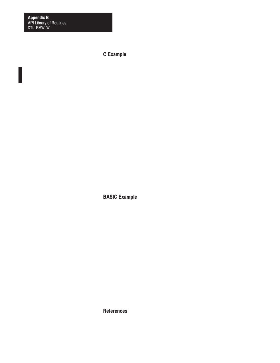 C example, Basic example, References | Rockwell Automation 1771-DMC_DMC1_DMC4_DXPS Control Coprocessor User Manual User Manual | Page 203 / 312