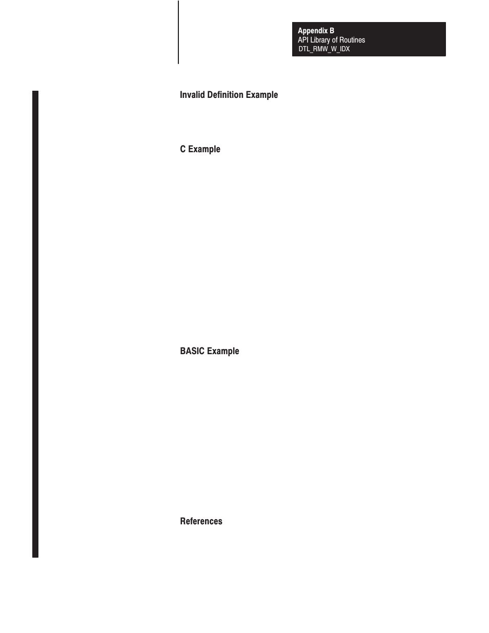 Invalid definition example, C example, Basic example | References | Rockwell Automation 1771-DMC_DMC1_DMC4_DXPS Control Coprocessor User Manual User Manual | Page 206 / 312