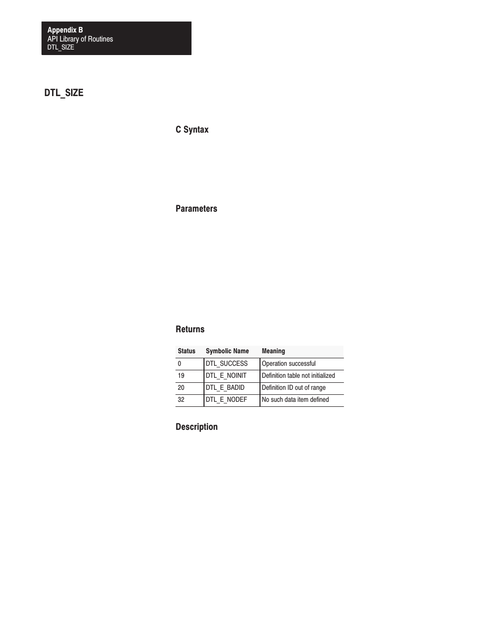 Dtl_size | Rockwell Automation 1771-DMC_DMC1_DMC4_DXPS Control Coprocessor User Manual User Manual | Page 207 / 312