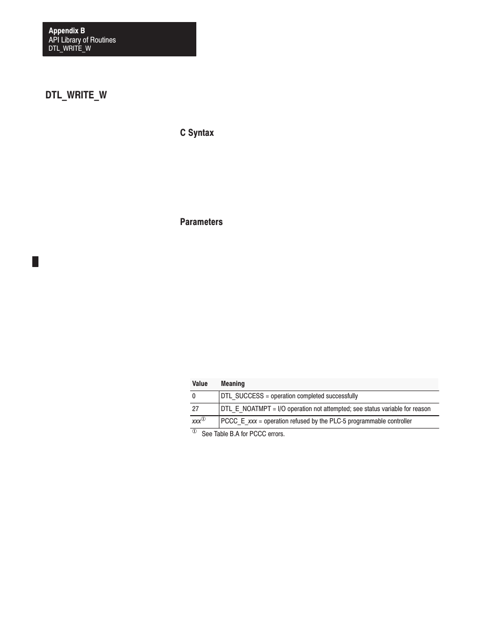 Dtl_write_w | Rockwell Automation 1771-DMC_DMC1_DMC4_DXPS Control Coprocessor User Manual User Manual | Page 213 / 312
