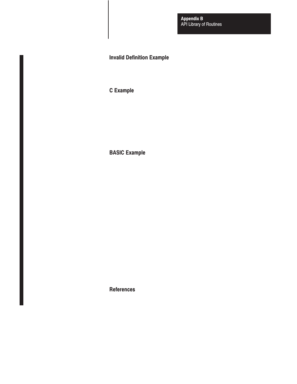 Invalid definition example, C example, Basic example | References | Rockwell Automation 1771-DMC_DMC1_DMC4_DXPS Control Coprocessor User Manual User Manual | Page 218 / 312