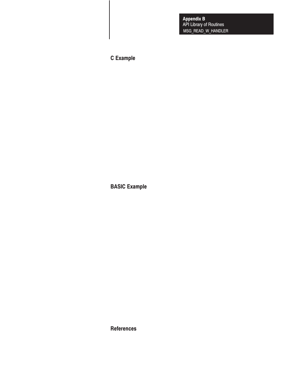 C example, Basic example, References | Rockwell Automation 1771-DMC_DMC1_DMC4_DXPS Control Coprocessor User Manual User Manual | Page 228 / 312