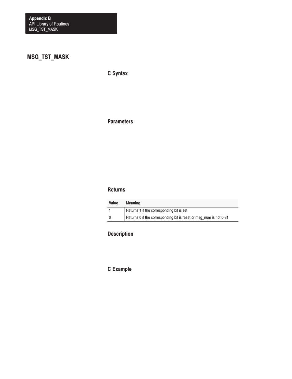 Msg_tst_mask | Rockwell Automation 1771-DMC_DMC1_DMC4_DXPS Control Coprocessor User Manual User Manual | Page 231 / 312