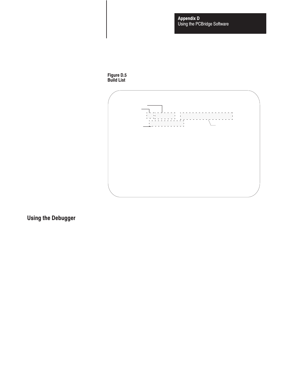 Using the debugger, Option. use the | Rockwell Automation 1771-DMC_DMC1_DMC4_DXPS Control Coprocessor User Manual User Manual | Page 285 / 312