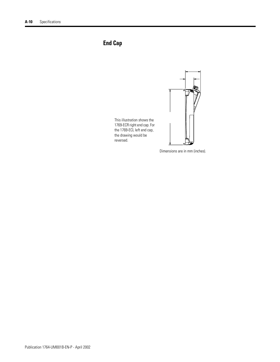 End cap | Rockwell Automation 1764-xxxx MICROLOGIX 1500 PROGRAMMABLE CONTROLLERS User Manual | Page 118 / 174