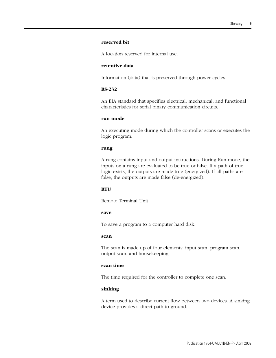 Rockwell Automation 1764-xxxx MICROLOGIX 1500 PROGRAMMABLE CONTROLLERS User Manual | Page 165 / 174