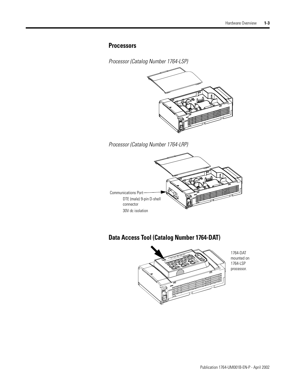 Processors, Data access tool (catalog number 1764-dat) | Rockwell Automation 1764-xxxx MICROLOGIX 1500 PROGRAMMABLE CONTROLLERS User Manual | Page 17 / 174