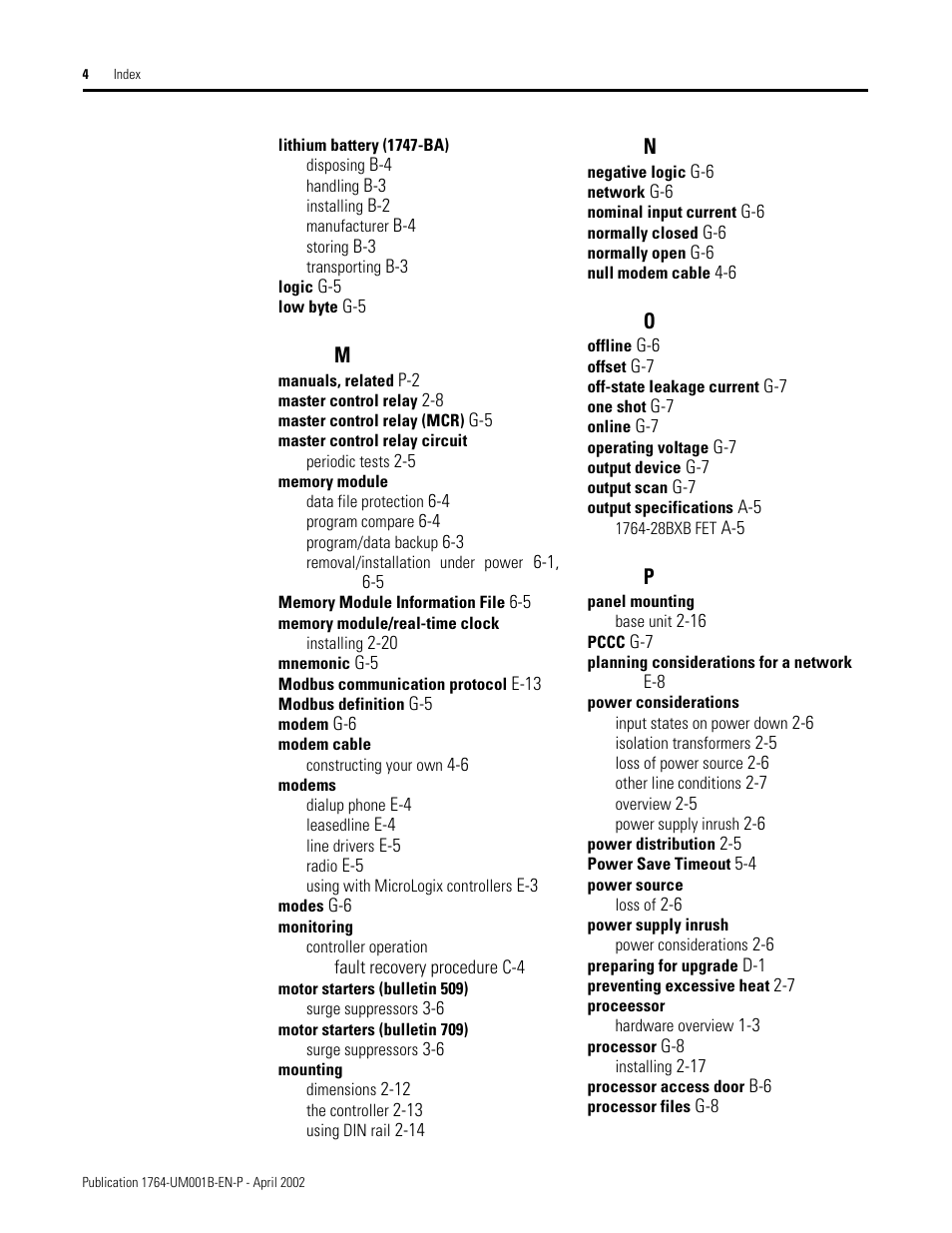 Rockwell Automation 1764-xxxx MICROLOGIX 1500 PROGRAMMABLE CONTROLLERS User Manual | Page 170 / 174