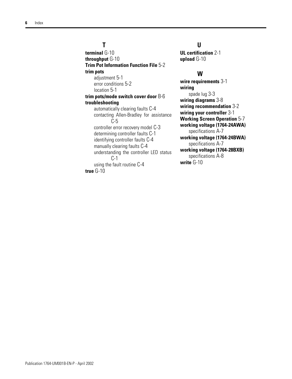 Rockwell Automation 1764-xxxx MICROLOGIX 1500 PROGRAMMABLE CONTROLLERS User Manual | Page 172 / 174
