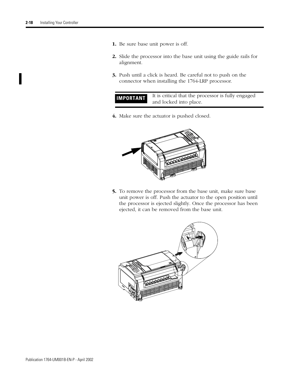 Rockwell Automation 1764-xxxx MICROLOGIX 1500 PROGRAMMABLE CONTROLLERS User Manual | Page 44 / 174