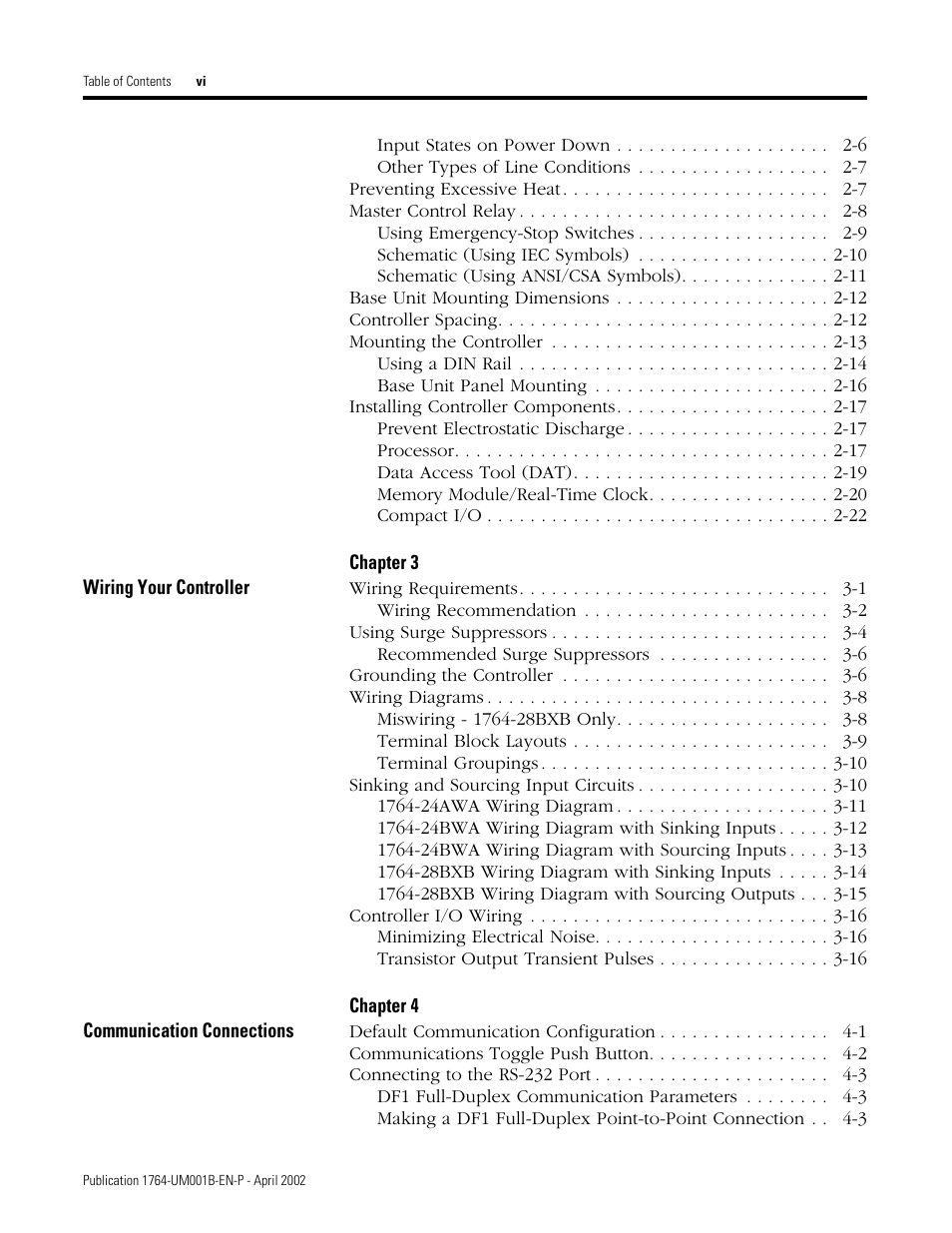 Rockwell Automation 1764-xxxx MICROLOGIX 1500 PROGRAMMABLE CONTROLLERS User Manual | Page 6 / 174