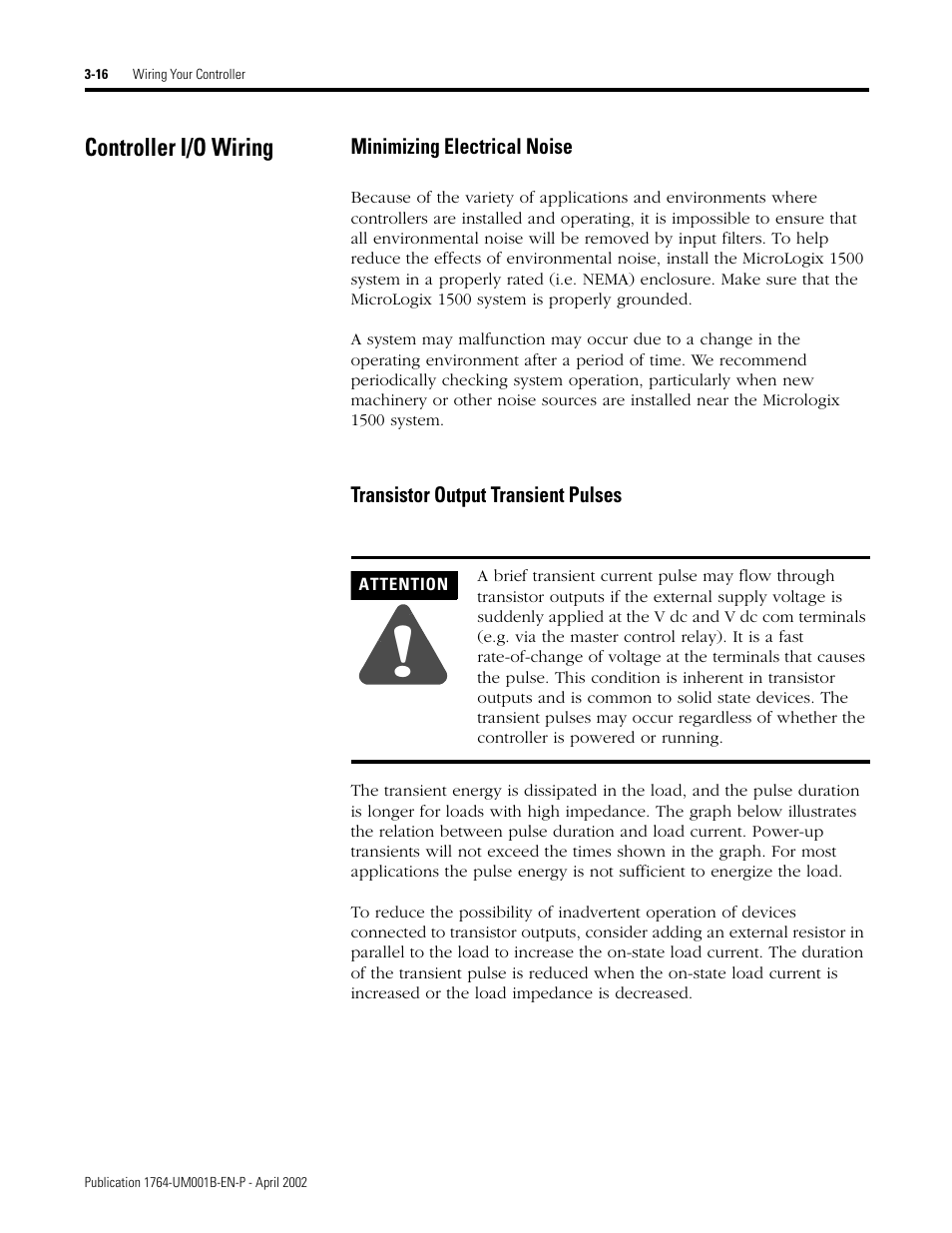 Controller i/o wiring, Controller i/o wiring -16 | Rockwell Automation 1764-xxxx MICROLOGIX 1500 PROGRAMMABLE CONTROLLERS User Manual | Page 66 / 174