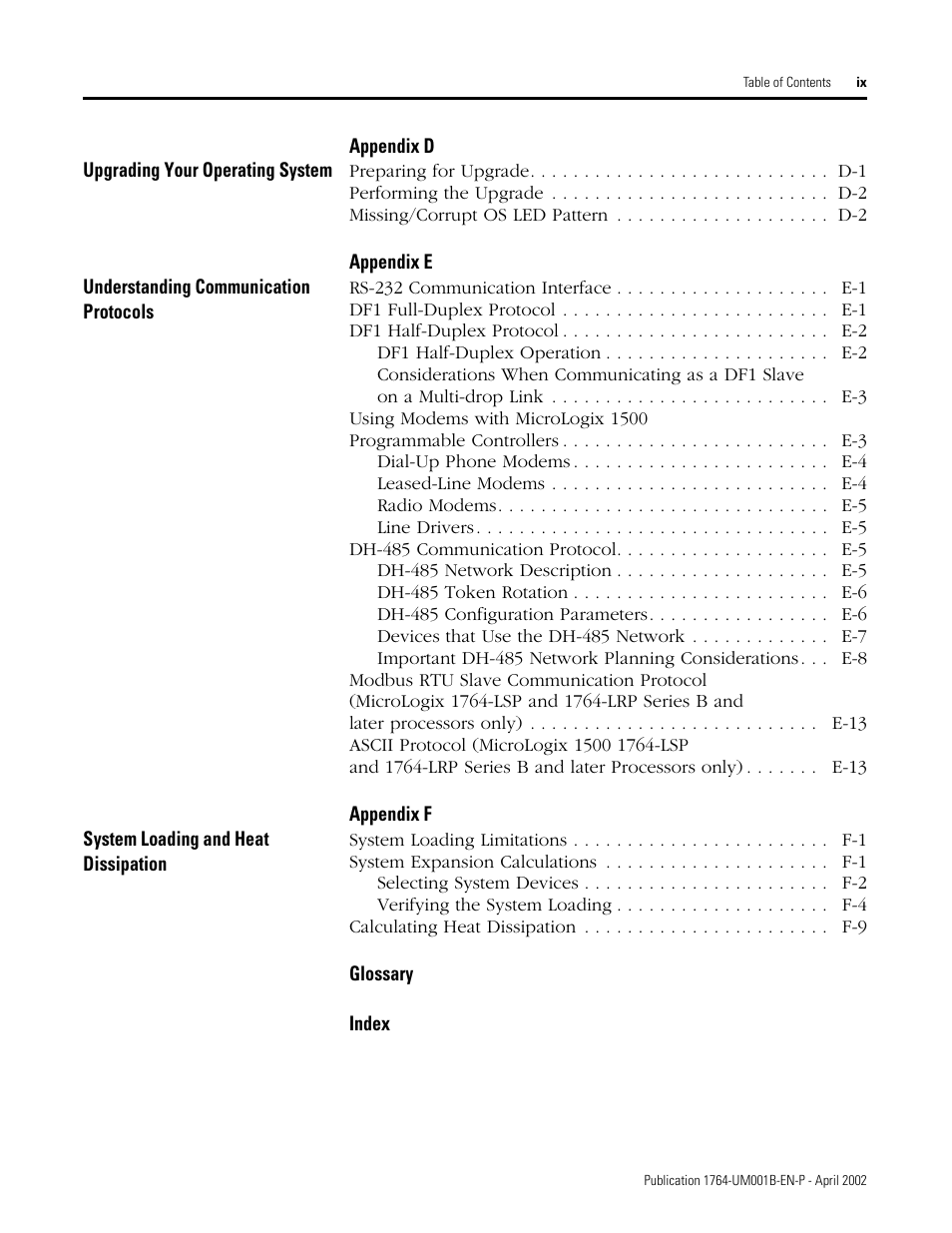 Rockwell Automation 1764-xxxx MICROLOGIX 1500 PROGRAMMABLE CONTROLLERS User Manual | Page 9 / 174