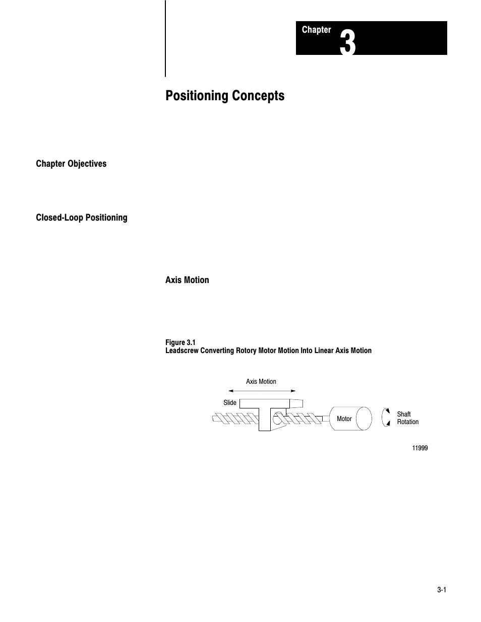 3 - positioning concepts, Chapter objectives, Closed loop positioning | Positioning concepts | Rockwell Automation 1771-QC , D17716.5.25 SER/B SERVO POS User Manual | Page 14 / 247