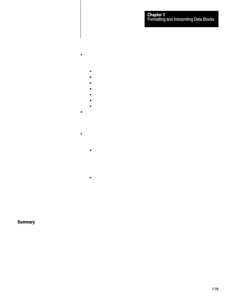 Summary, 7ć79 | Rockwell Automation 1771-QC , D17716.5.25 SER/B SERVO POS User Manual | Page 161 / 247