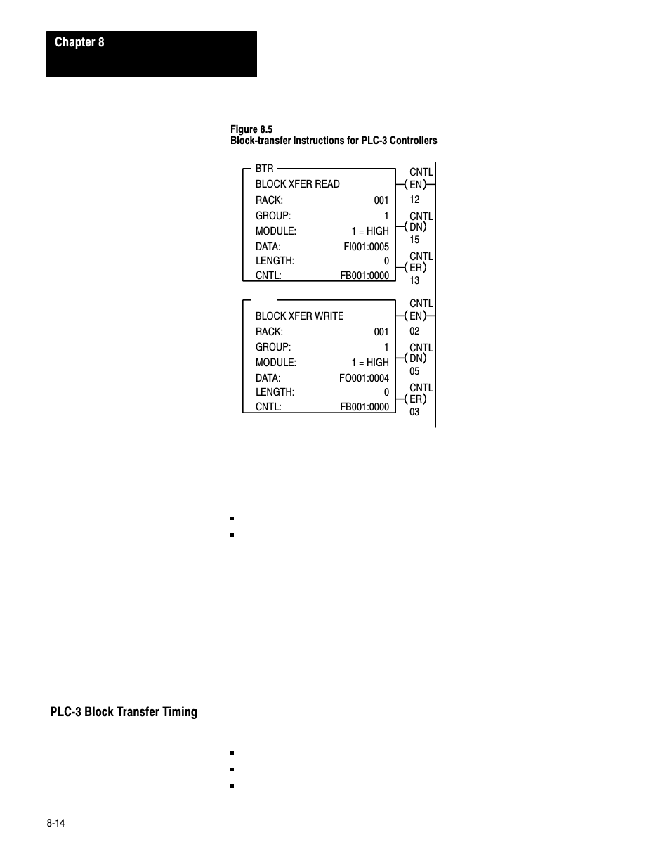 Plc 3 block transfer timing, 8ć14 | Rockwell Automation 1771-QC , D17716.5.25 SER/B SERVO POS User Manual | Page 175 / 247