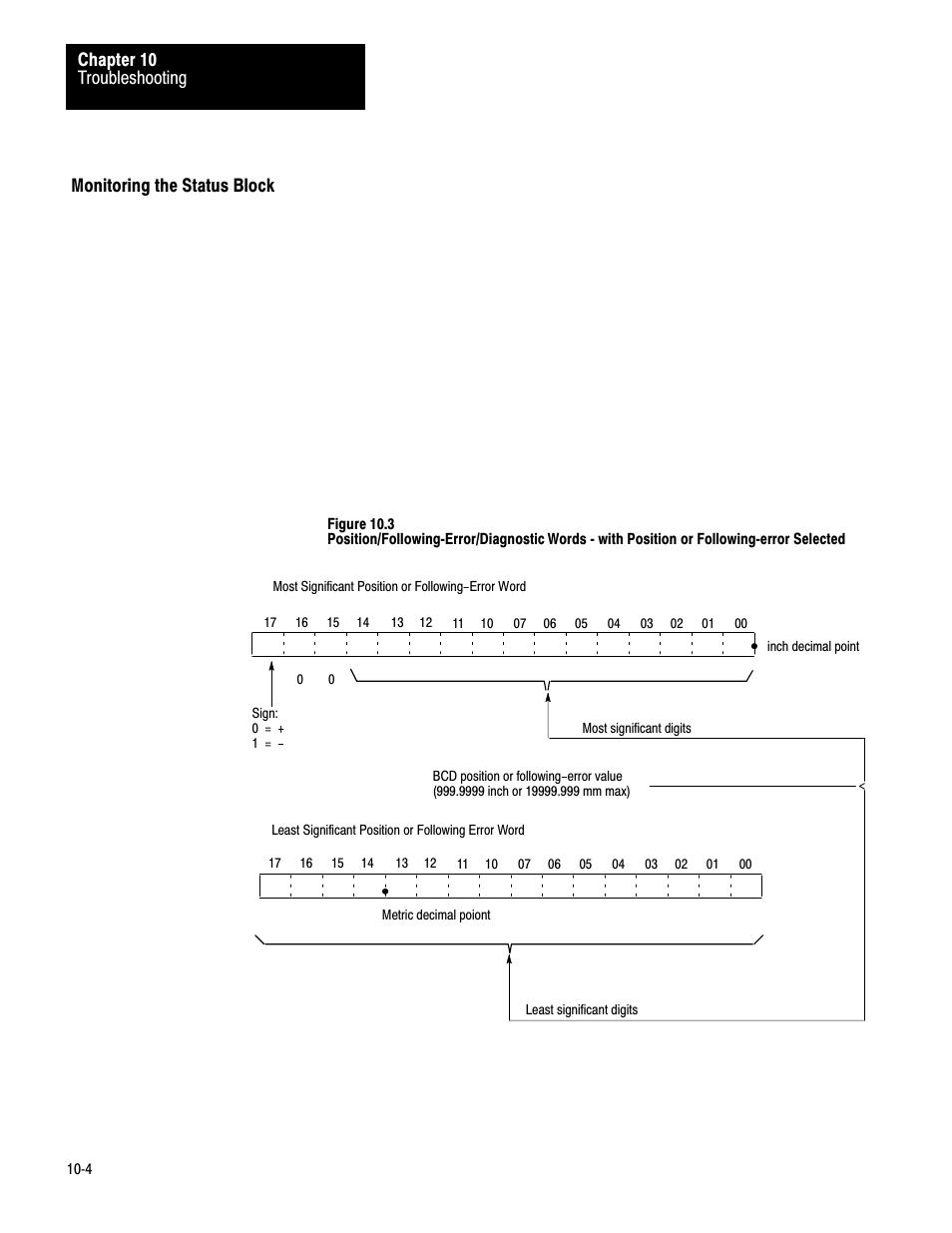 Monitoring the status block, 10ć4 | Rockwell Automation 1771-QC , D17716.5.25 SER/B SERVO POS User Manual | Page 216 / 247