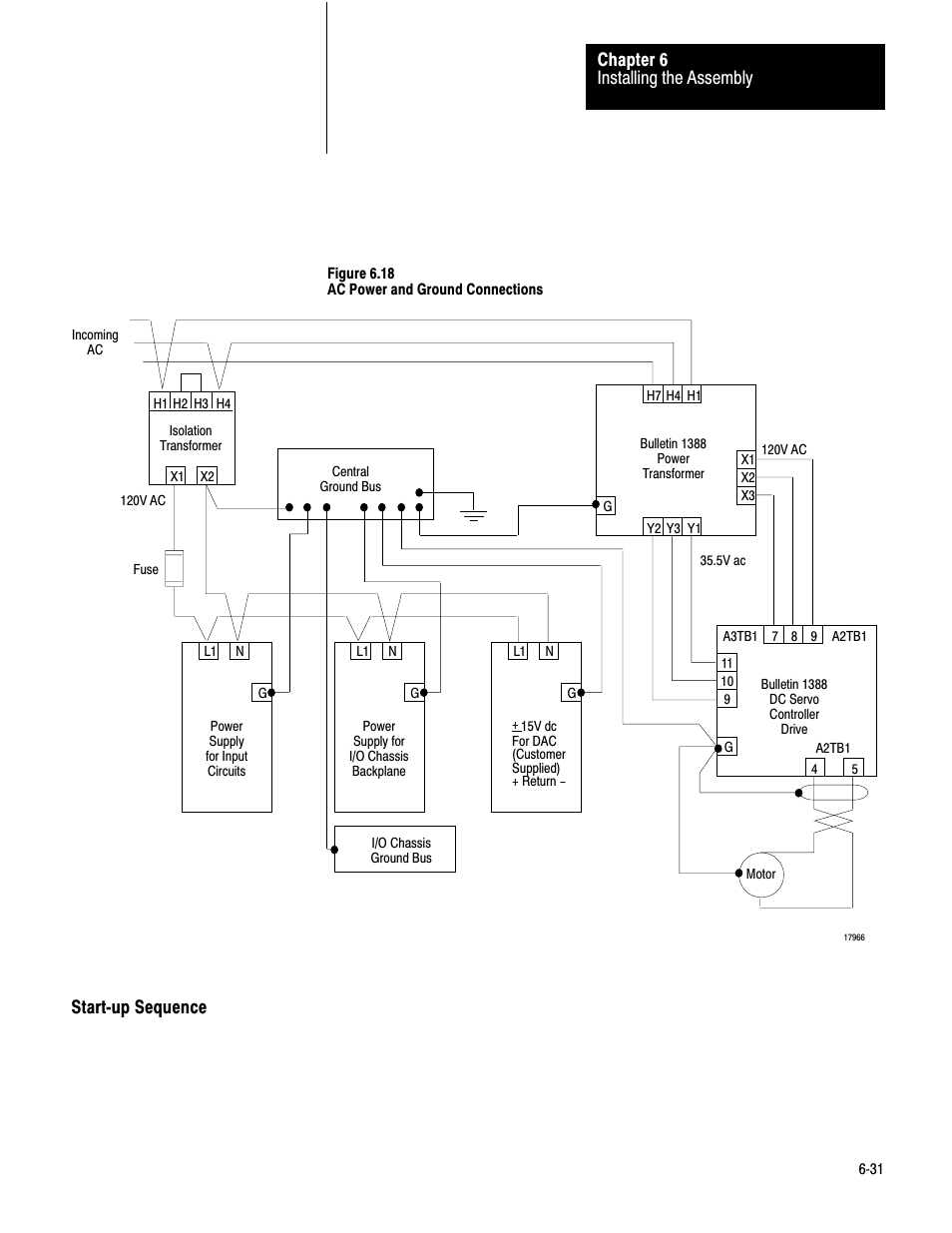 Start up sequence, 6ć31, Installing the assembly chapter 6 | Rockwell Automation 1771-QC , D17716.5.25 SER/B SERVO POS User Manual | Page 81 / 247