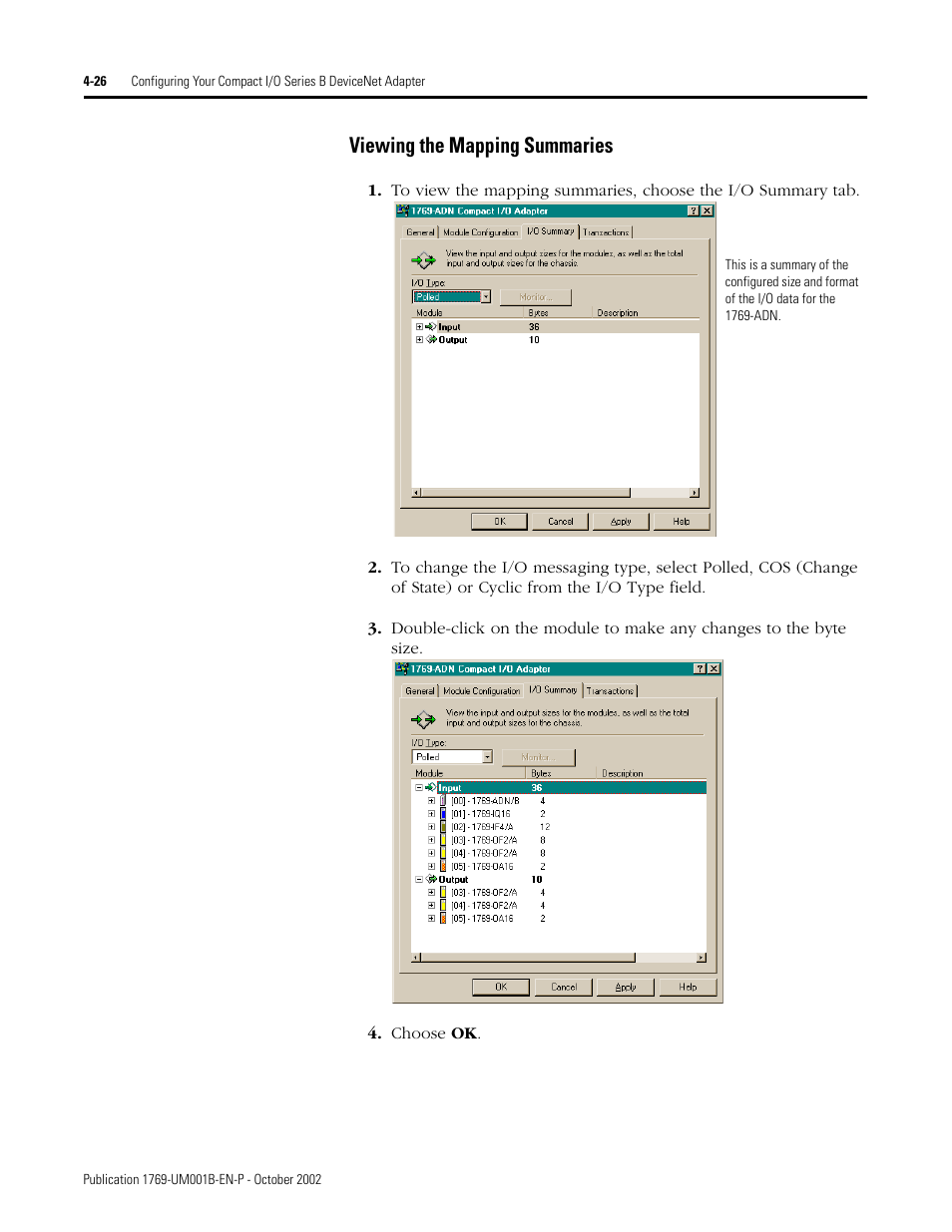 Viewing the mapping summaries | Rockwell Automation 1769-ADN Compact I/O 1769-ADN DeviceNet Adapter User Manual | Page 102 / 204