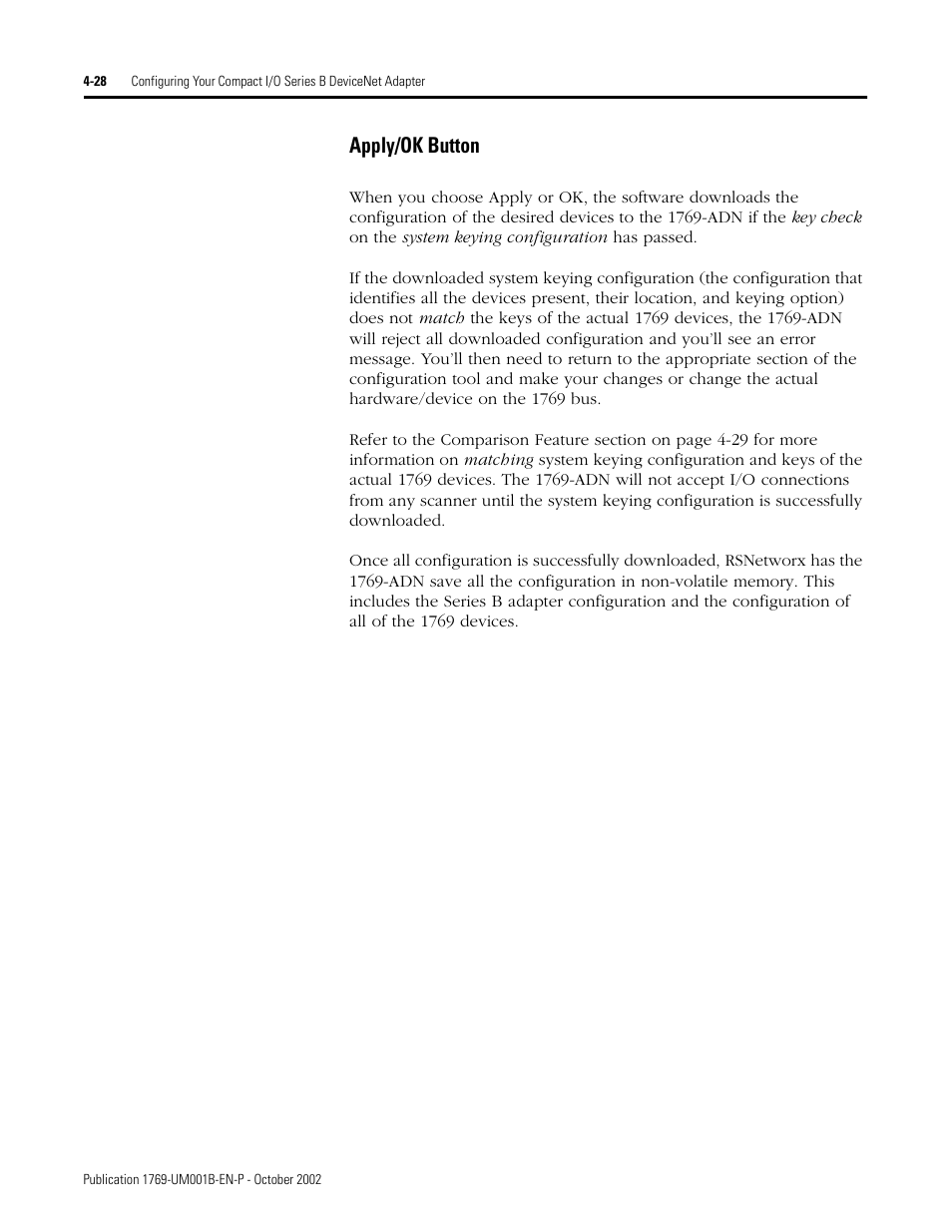 Apply/ok button | Rockwell Automation 1769-ADN Compact I/O 1769-ADN DeviceNet Adapter User Manual | Page 104 / 204