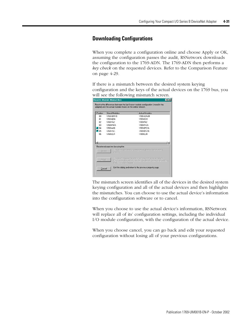 Downloading configurations | Rockwell Automation 1769-ADN Compact I/O 1769-ADN DeviceNet Adapter User Manual | Page 107 / 204