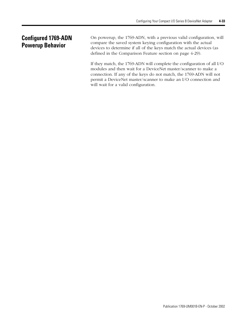 Configured 1769-adn powerup behavior | Rockwell Automation 1769-ADN Compact I/O 1769-ADN DeviceNet Adapter User Manual | Page 109 / 204