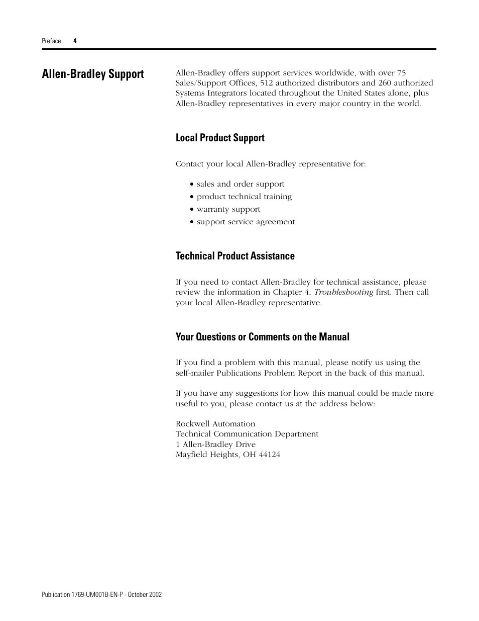 Allen-bradley support | Rockwell Automation 1769-ADN Compact I/O 1769-ADN DeviceNet Adapter User Manual | Page 14 / 204