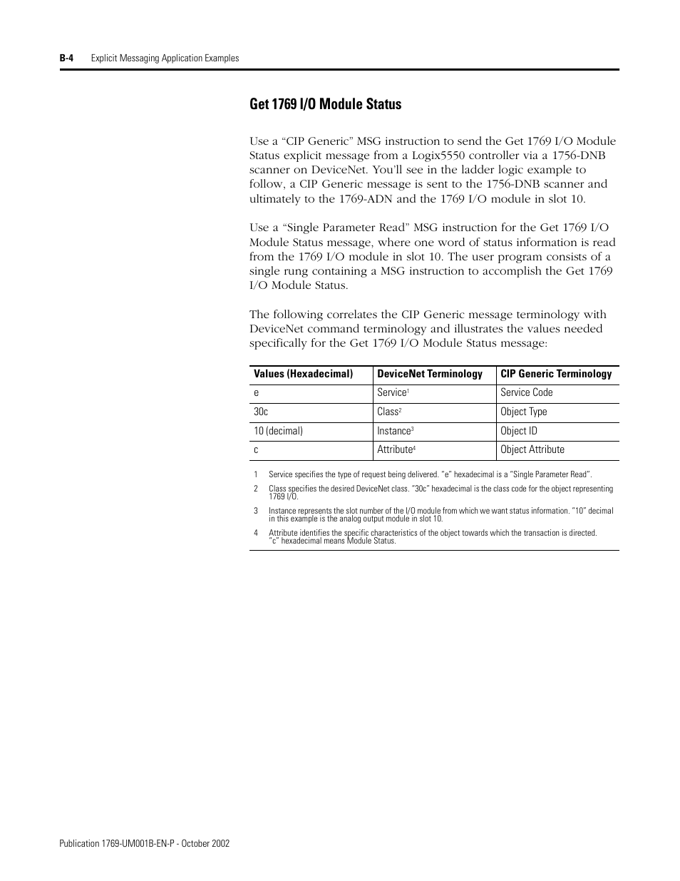 Get 1769 i/o module status | Rockwell Automation 1769-ADN Compact I/O 1769-ADN DeviceNet Adapter User Manual | Page 162 / 204