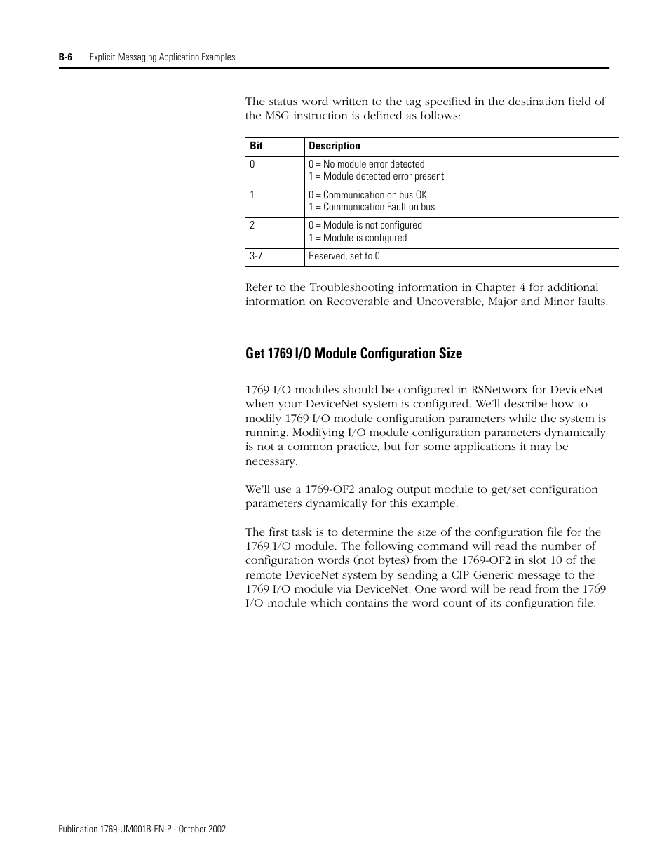 Get 1769 i/o module configuration size | Rockwell Automation 1769-ADN Compact I/O 1769-ADN DeviceNet Adapter User Manual | Page 164 / 204