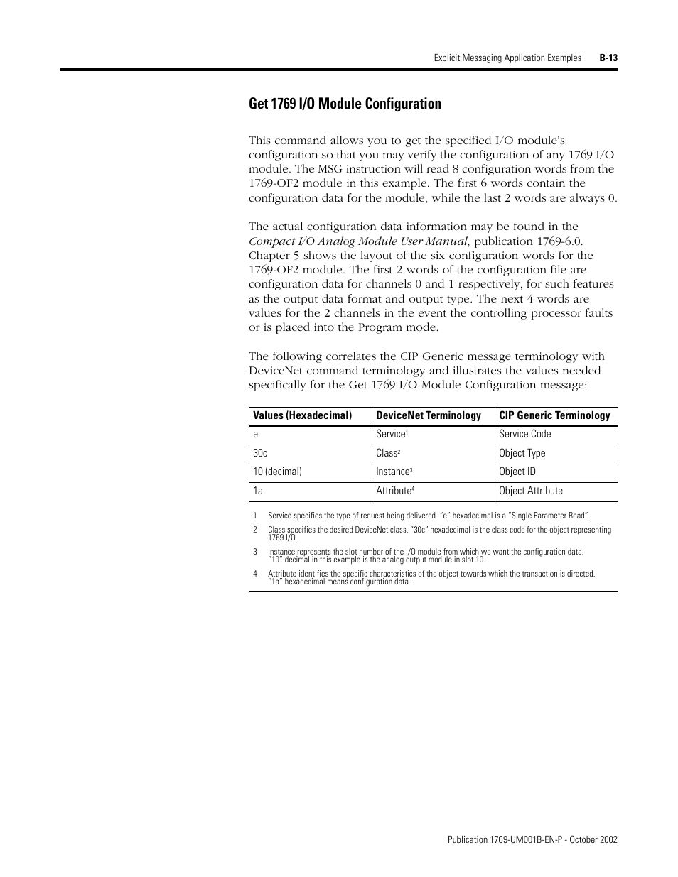 Get 1769 i/o module configuration | Rockwell Automation 1769-ADN Compact I/O 1769-ADN DeviceNet Adapter User Manual | Page 171 / 204