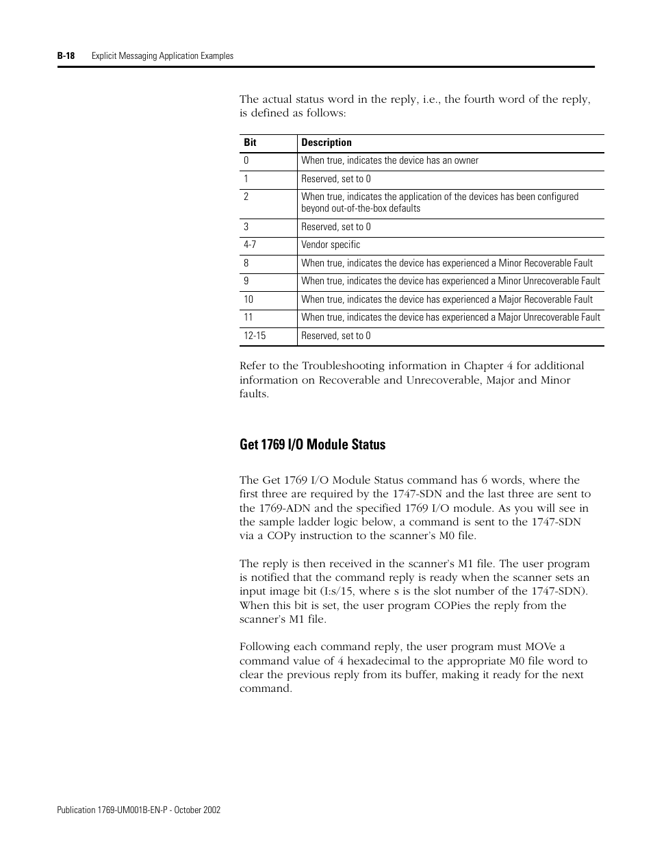 Get 1769 i/o module status | Rockwell Automation 1769-ADN Compact I/O 1769-ADN DeviceNet Adapter User Manual | Page 176 / 204