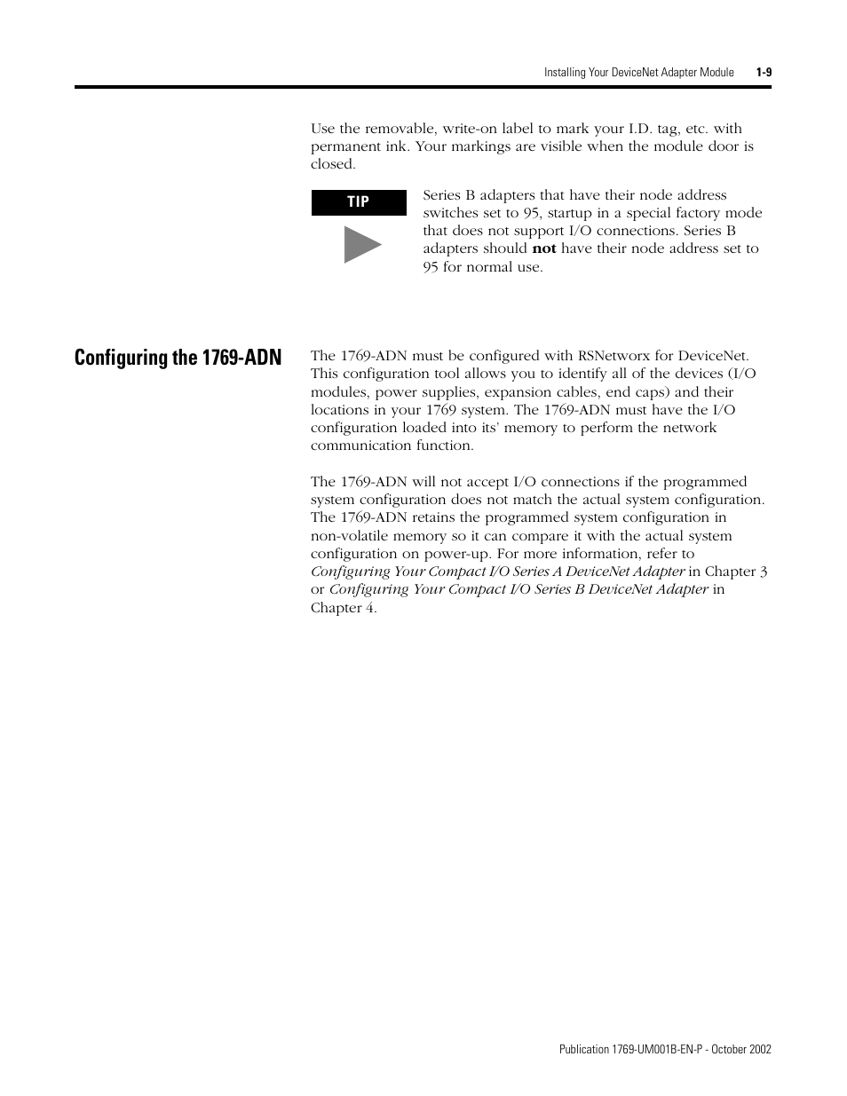 Configuring the 1769-adn | Rockwell Automation 1769-ADN Compact I/O 1769-ADN DeviceNet Adapter User Manual | Page 23 / 204