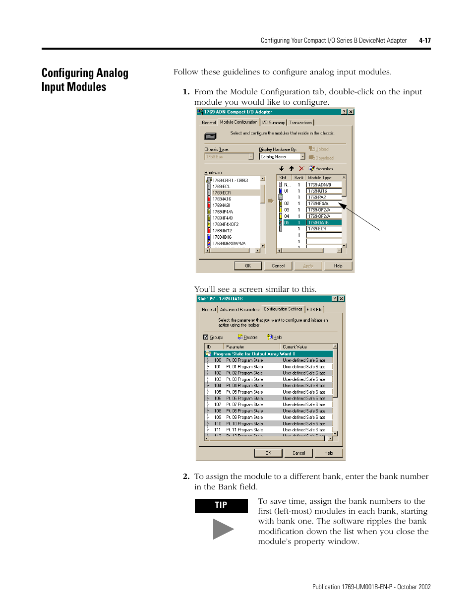 Configuring analog input modules | Rockwell Automation 1769-ADN Compact I/O 1769-ADN DeviceNet Adapter User Manual | Page 93 / 204